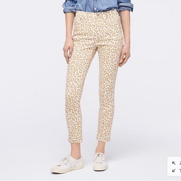 J. Crew NWT 10” High Rise Toothpick Skinny Jeans in Safari Leopard Print Size 29 - Picture 1 of 13